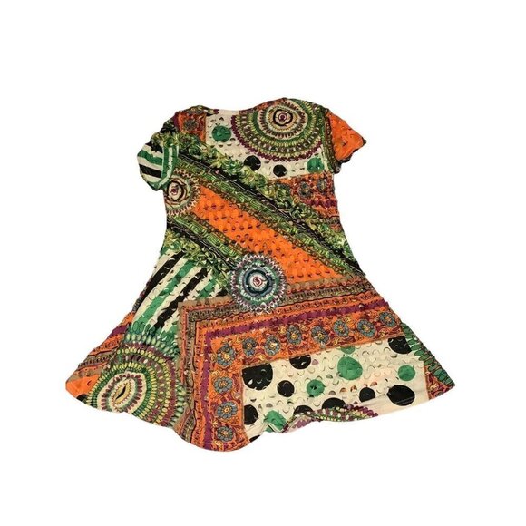 Adore Womens Size L  Multi  Colored Cut Out Tab Shift Dress Boho Mod Hippie - Picture 6 of 6
